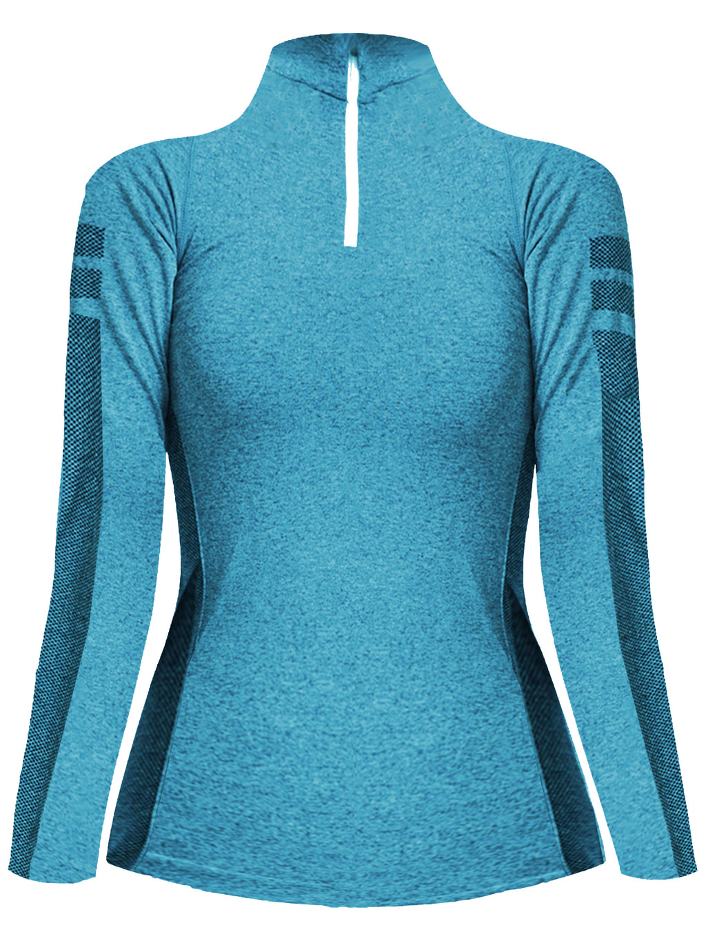 Aqua Blue Quarter Zip Long Sleeve Pullover
