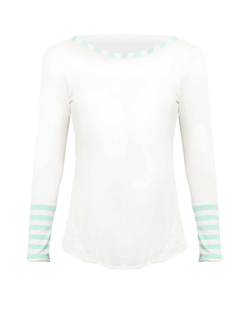 White Top With Striped Sleeves