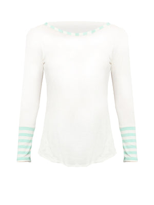 White Top With Striped Sleeves