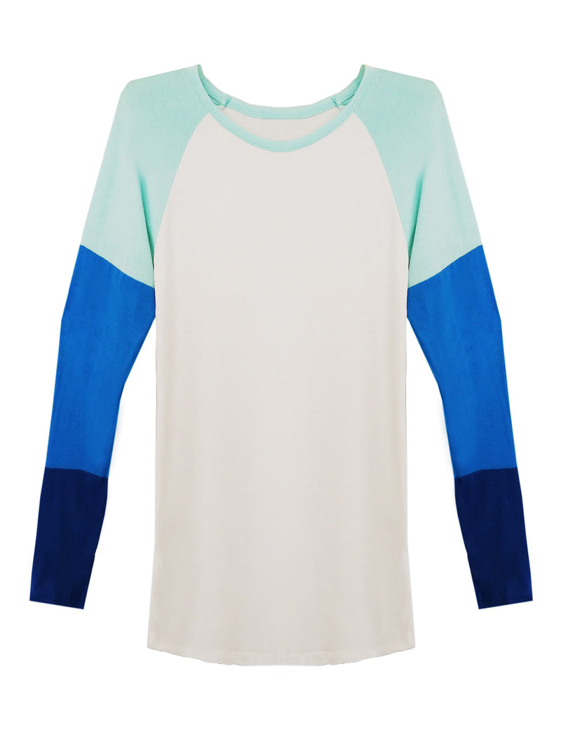 Lightweight White Top With Color Block Sleeves