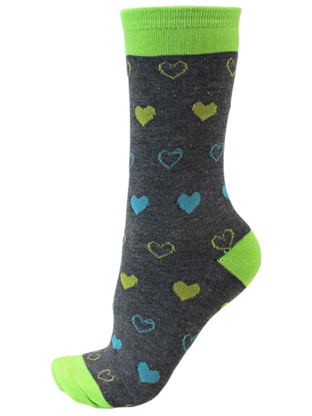 Colorful Hearts Womens 6 Pack Novelty Crew Socks