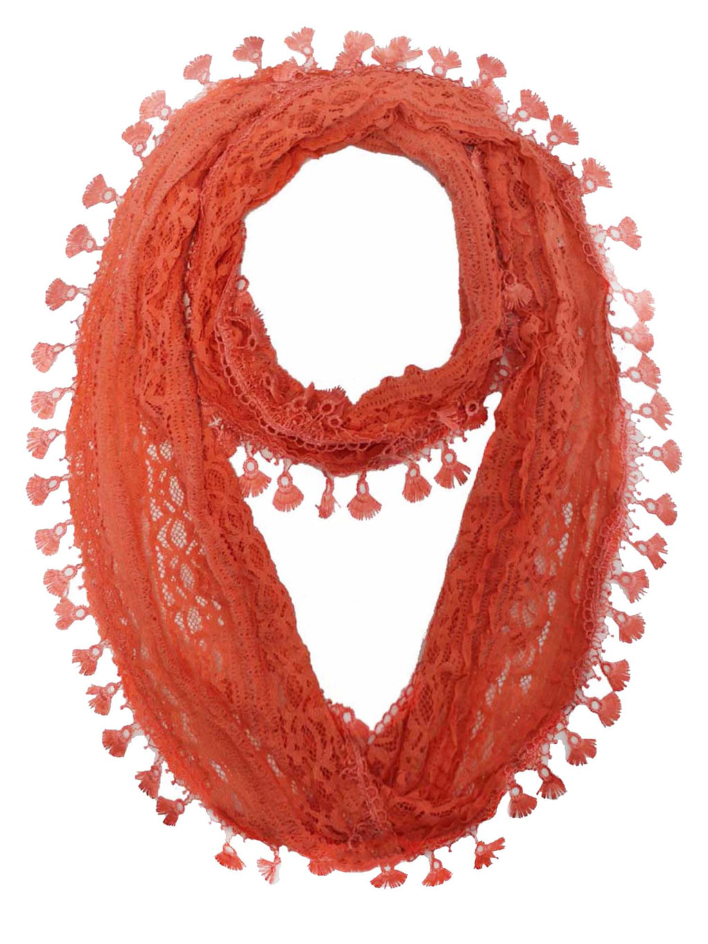 Lace Infinity Scarf With Tassels