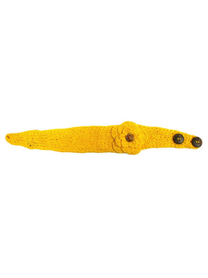 Yellow Crochet Headband With Rhinestone Flower