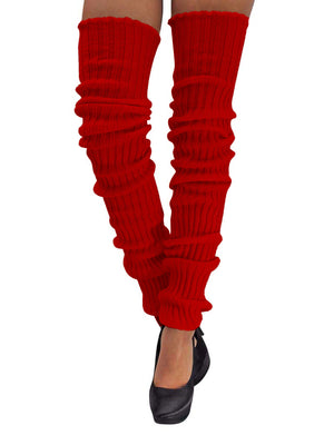 Red Thigh High Knit Leg Warmers