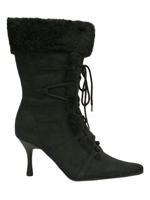Lace-Up Faux Fur Trim Retro Style Womens Boots