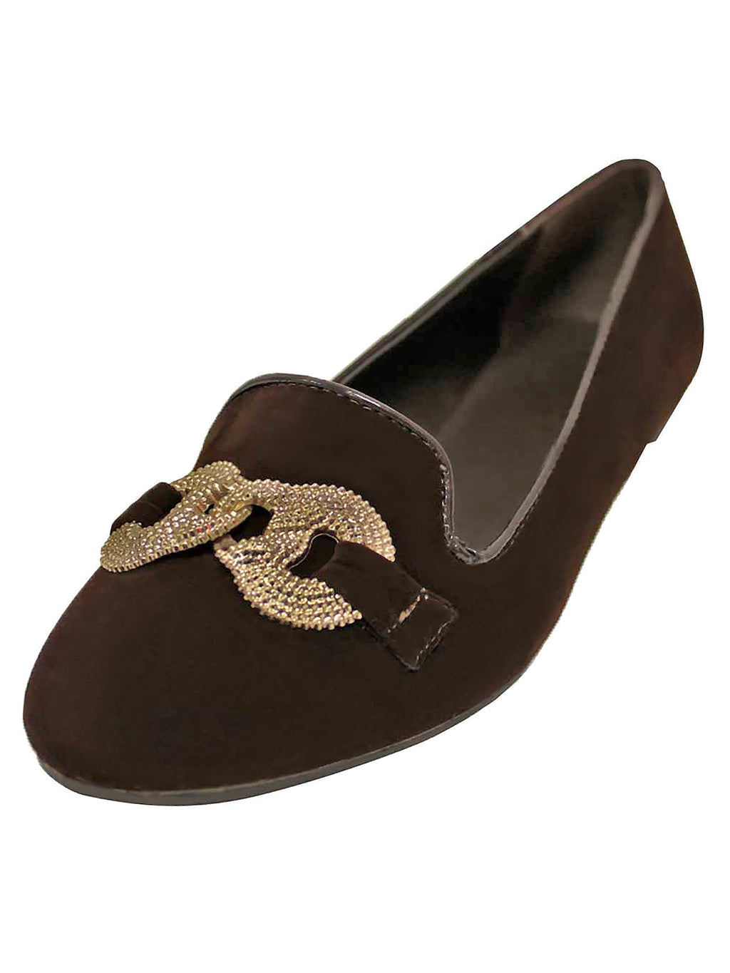 Suede Womens Ballet Flats With Silver Buckle