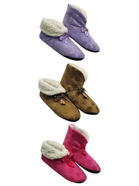 Pink Purple & Brown Hearts Plush Fleece Lined Slippers 3 Pack