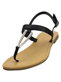 Thong Womens Sandals With Rhinestone Buckle