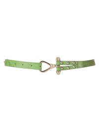 Skinny Belt With Gold Tone Anchor Buckle