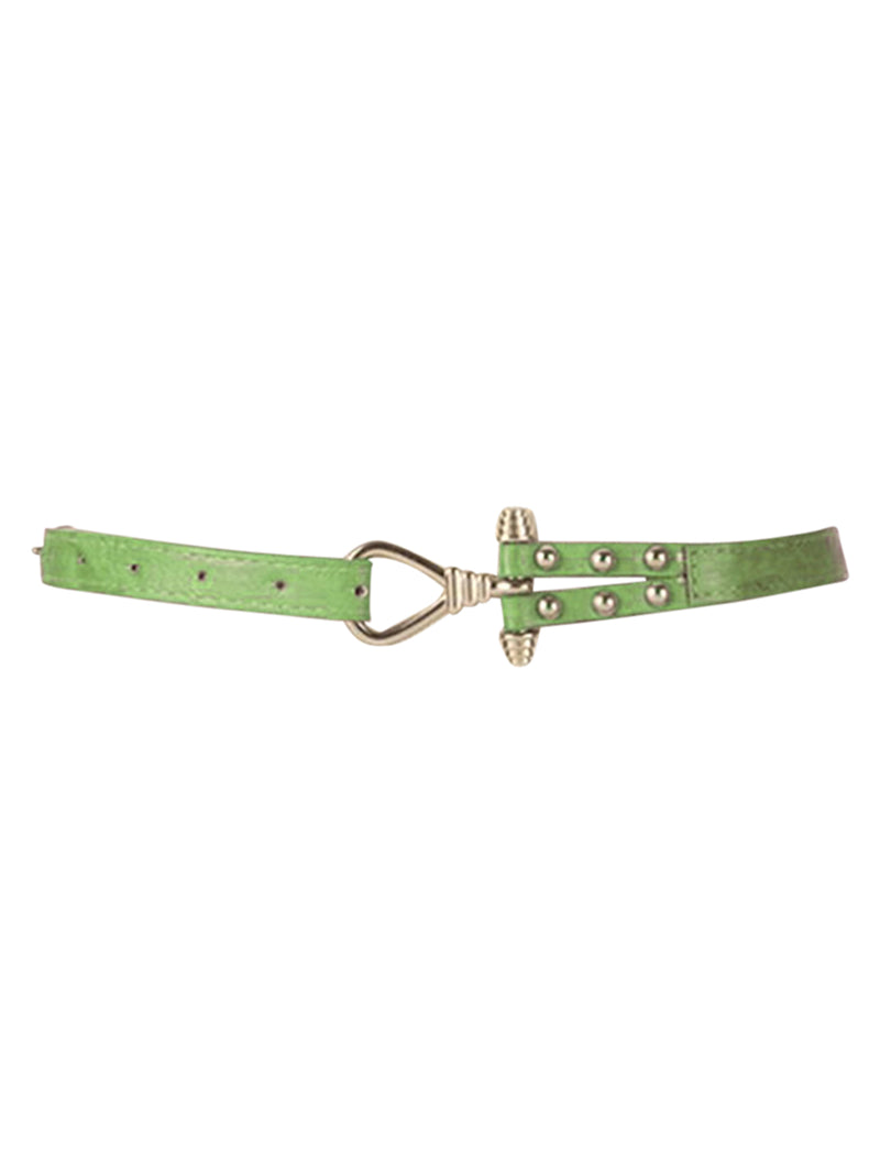 Skinny Belt With Gold Tone Anchor Buckle