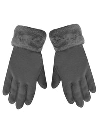 Fleece Hat Scarf & Glove Set With Plush Fur Trim