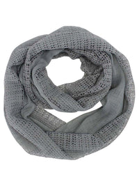 Grey Dual Layered Net Infinity Circle Scarf With Sequins