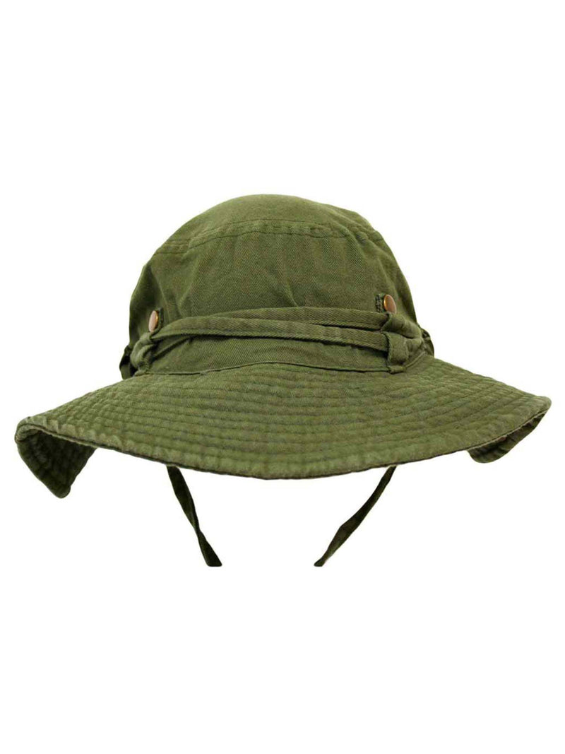 Safari Style Cotton Hat With Chin Cord & Side Snaps