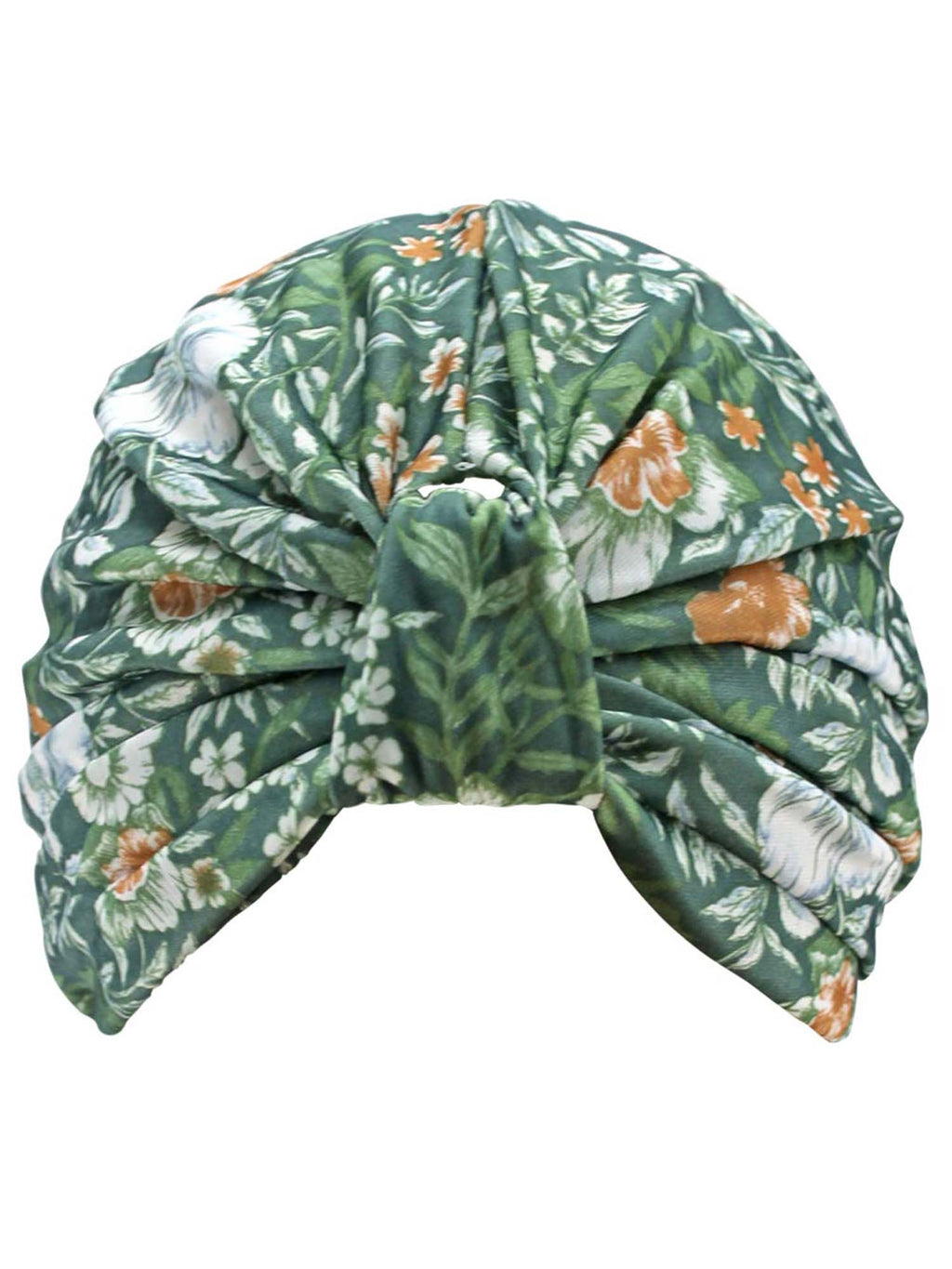 Green Floral Leaf Print Turban Head Wrap