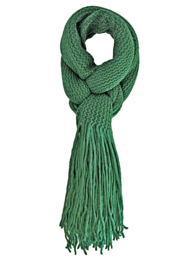 Soft Long Knit Scarf With Fringe