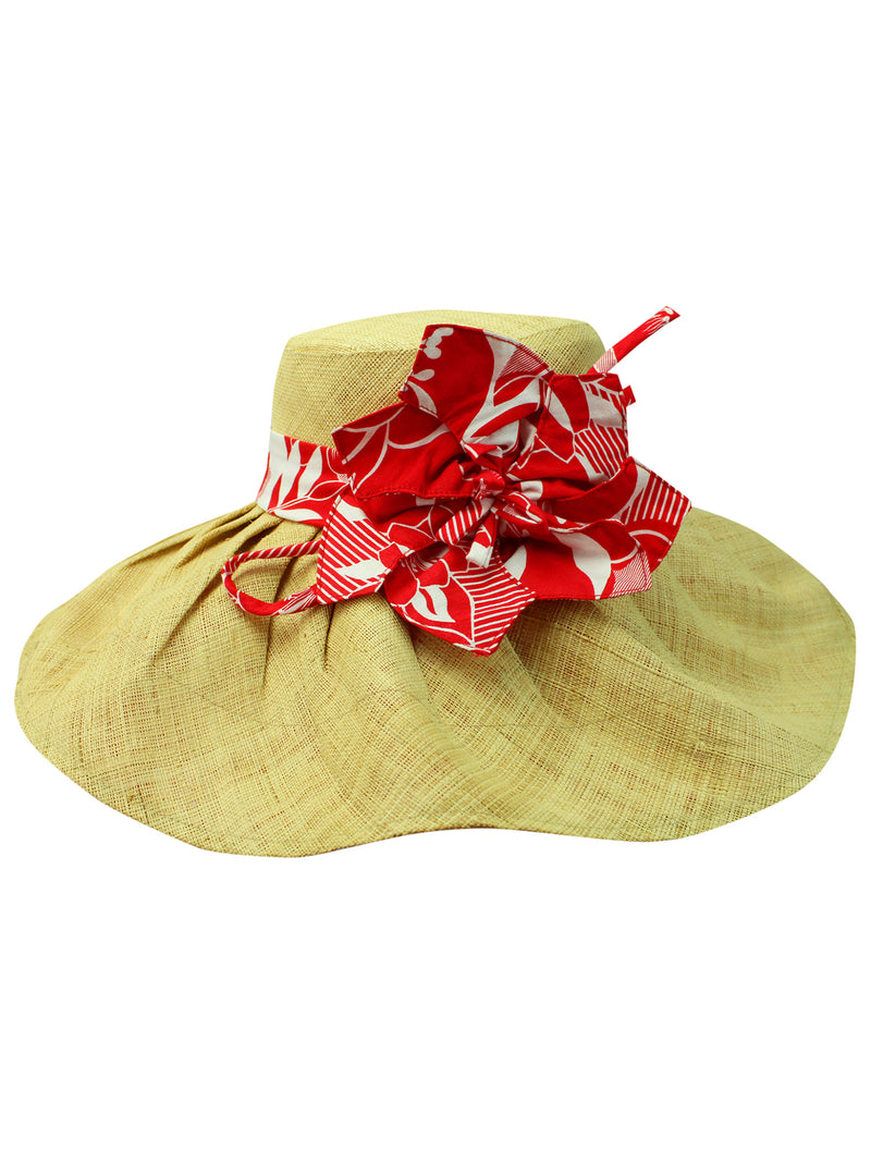 Floppy Hat With Kettle Brim And Red & White Bow