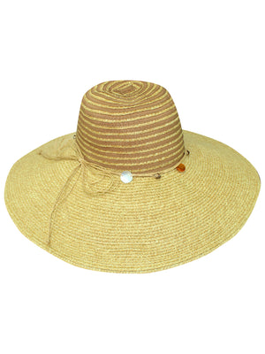 Natural Wide Brim Floppy Hat With Beaded Headband