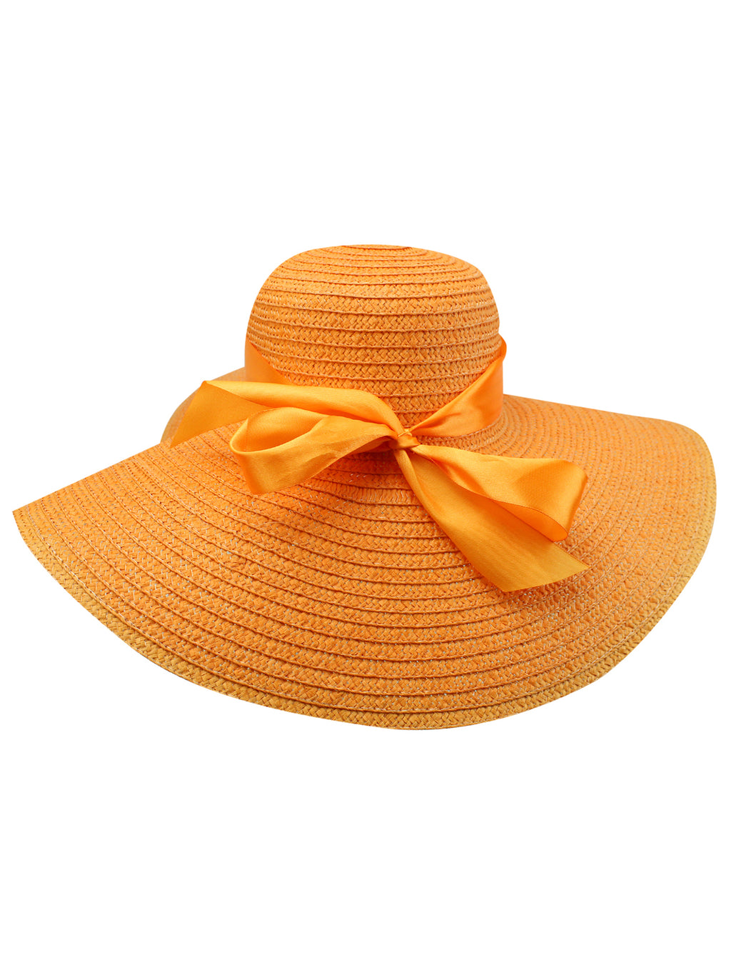 Wide Brim Sun Hat With Satin Bow