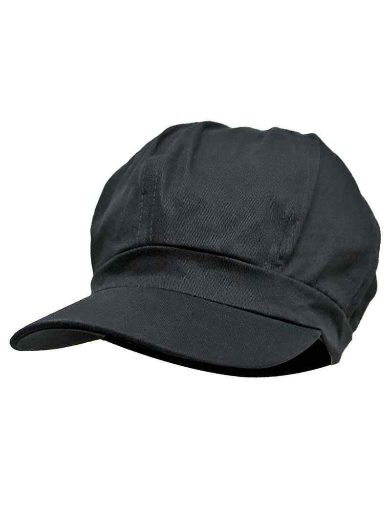 Black Oversize Cotton Newsboy Cap Hat