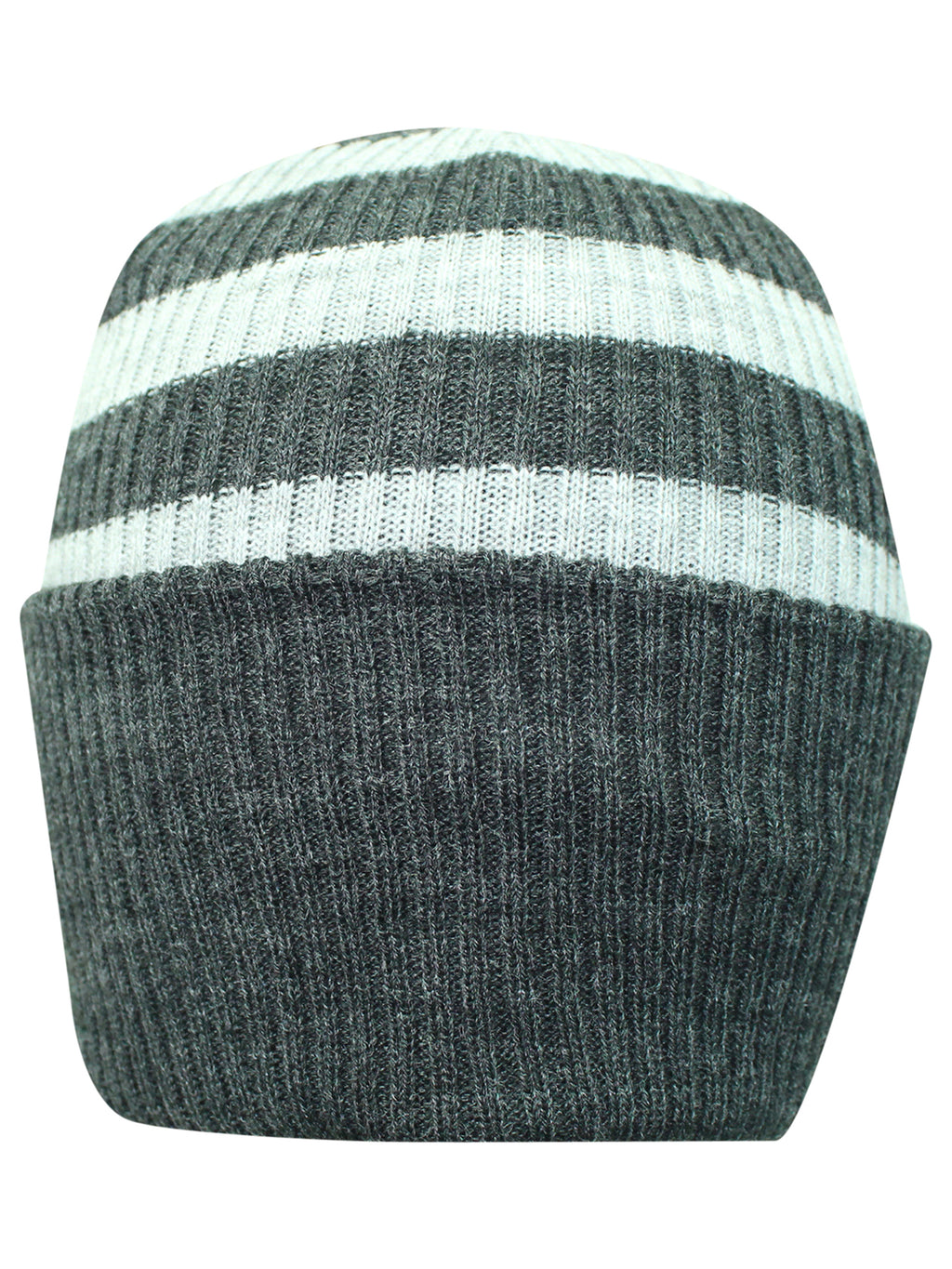 Light Gray Striped Mega Knit Slouchy Beanie Hat Cap
