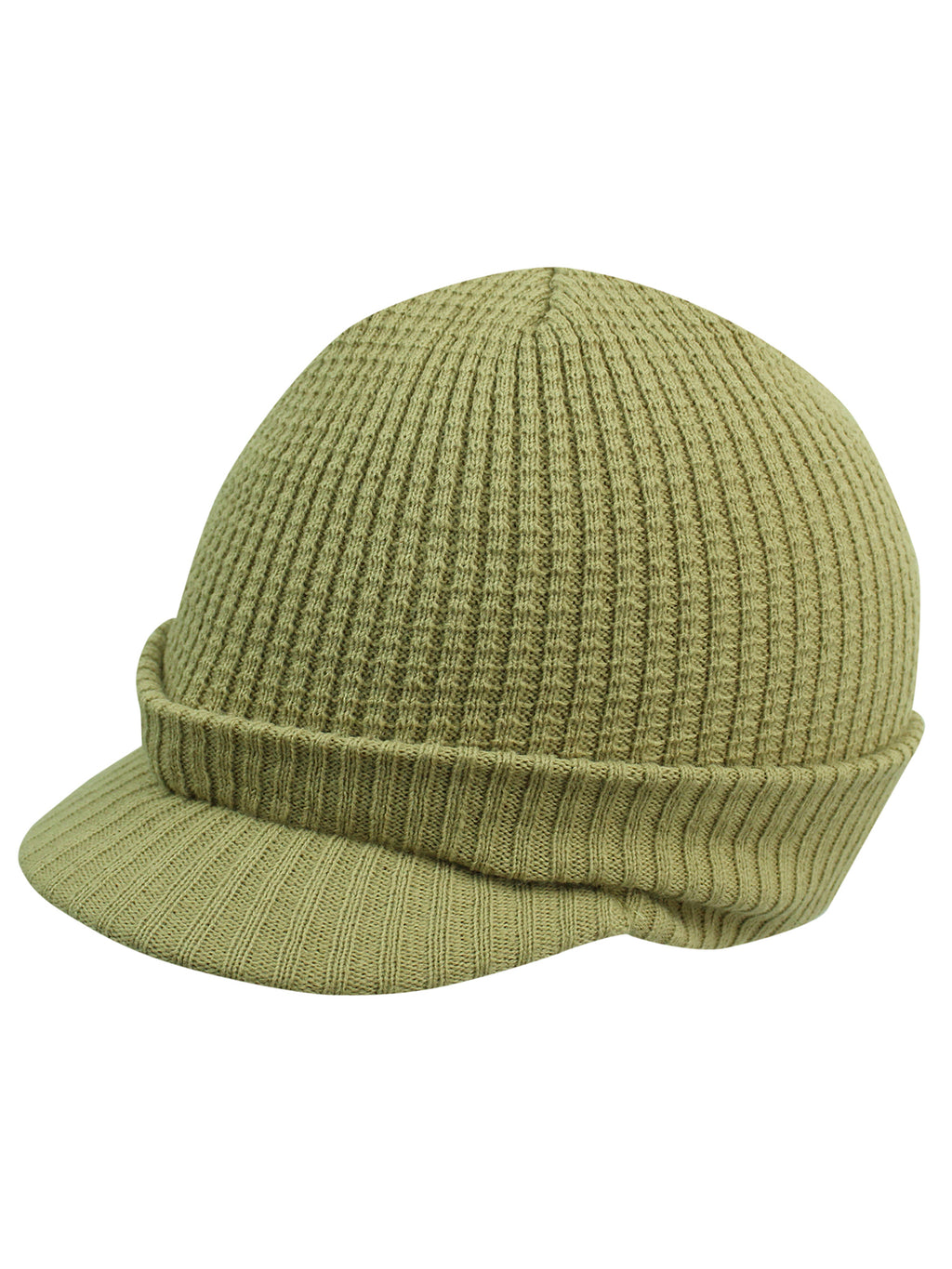 Thermal Ribbed Knit Beanie Hat With Visor