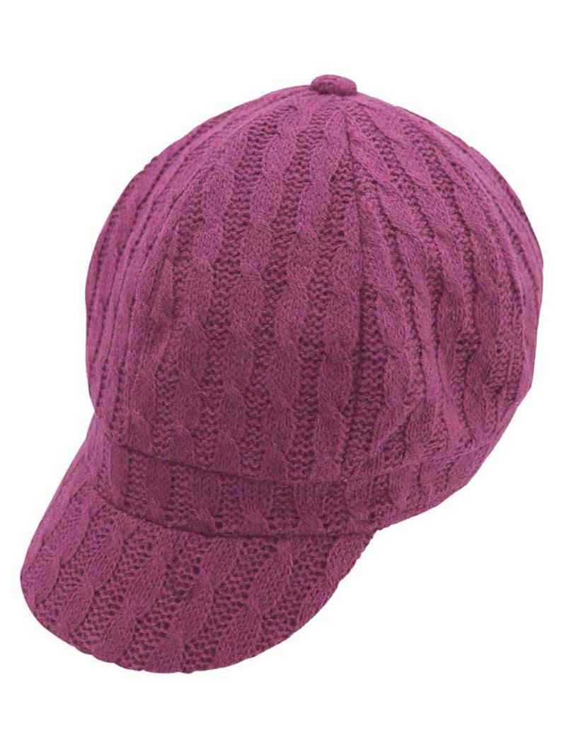 Twisted Cable Knit Newsboy Hat