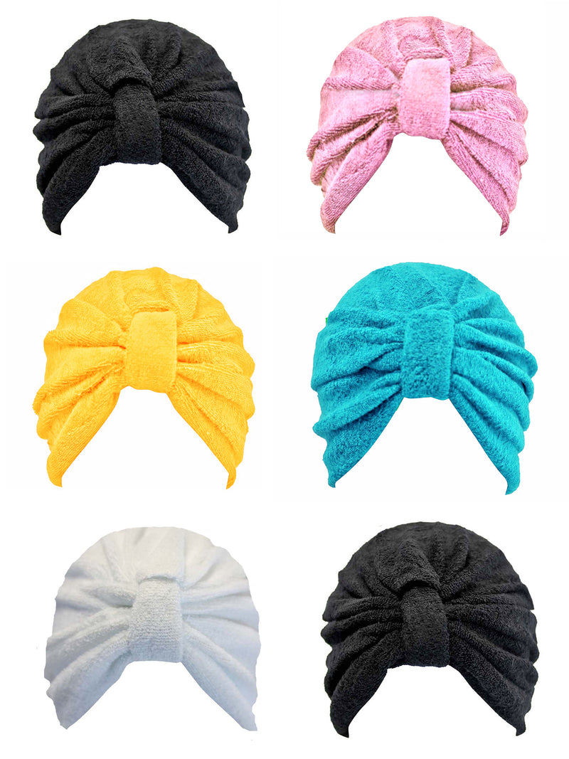Black White Yellow Navy Red 6 Pack Assorted Turban Head Wrap