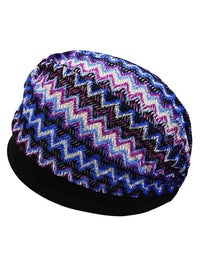 Blue Purple & Black Multicolor Chevron Print Turban Head Wrap