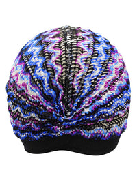 Blue Purple & Black Multicolor Chevron Print Turban Head Wrap