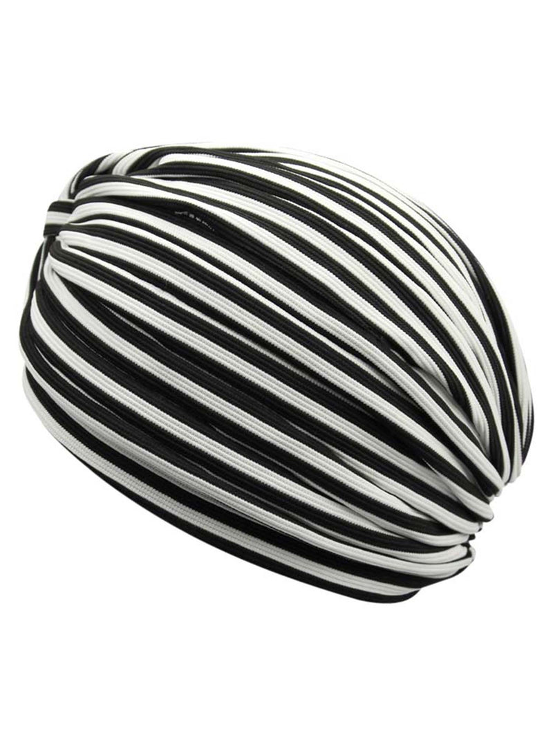 Striped Fashion Turban Head Wrap With Front Knot
