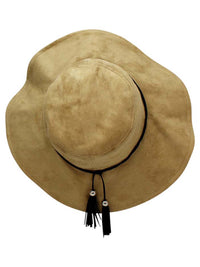 Faux Suede Bucket Hat With Tassel Hat Band
