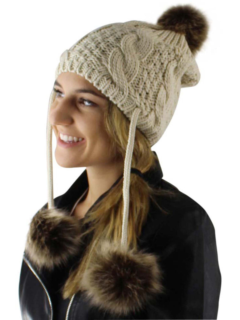 Handcrafted Cable Knit Pom Pom Beanie Hat