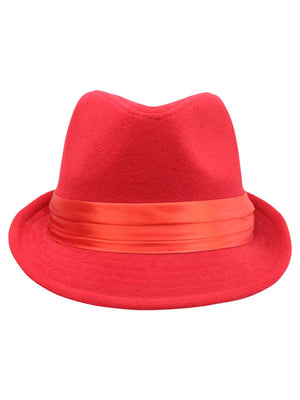 Red Wool Felt Fedora Hat