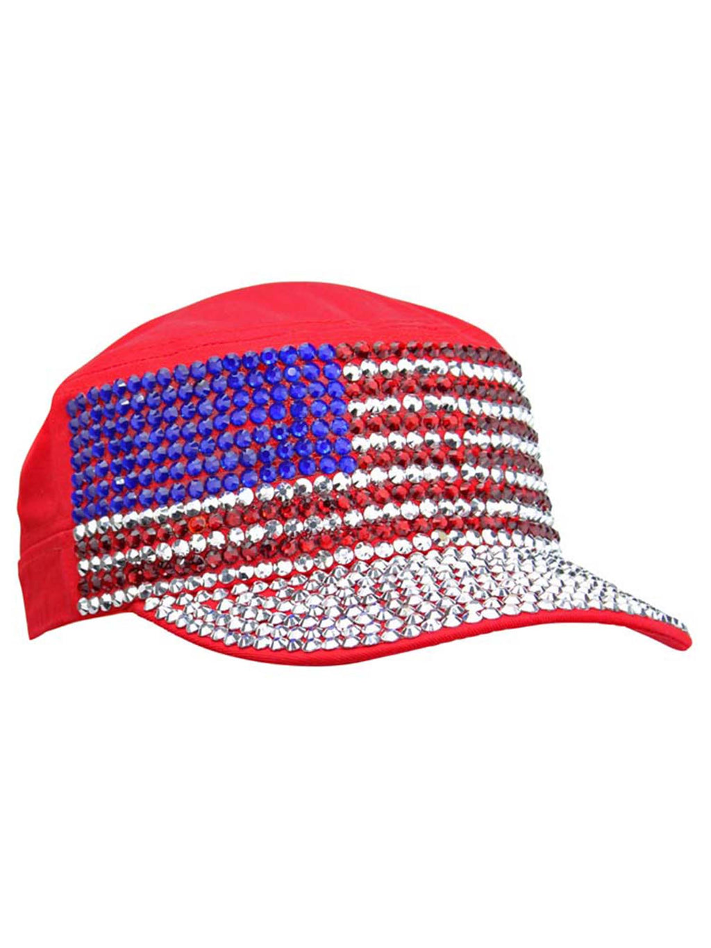 American Pride Rhinestone Studded Cadet Cap Hat