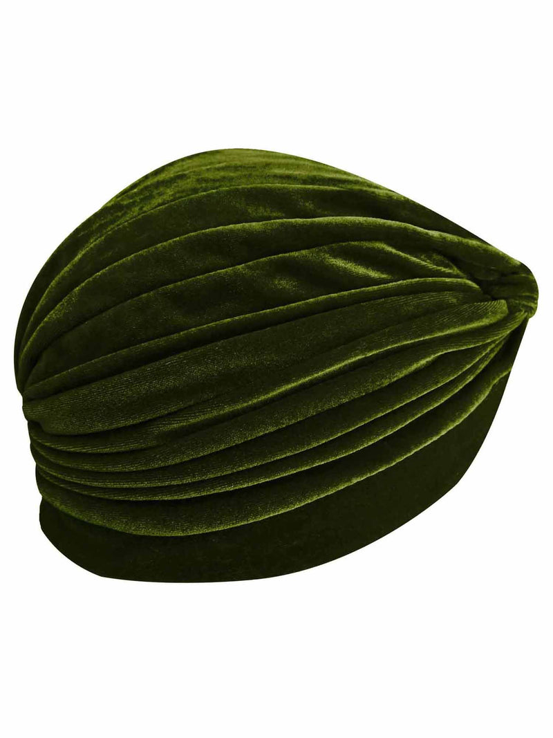 Olive Green Velvet Turban Head Wrap