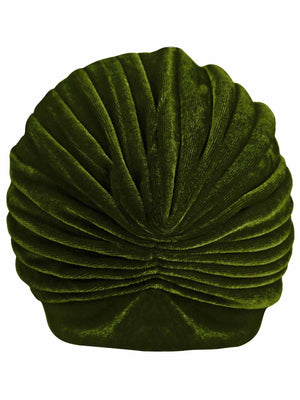 Olive Green Velvet Turban Head Wrap