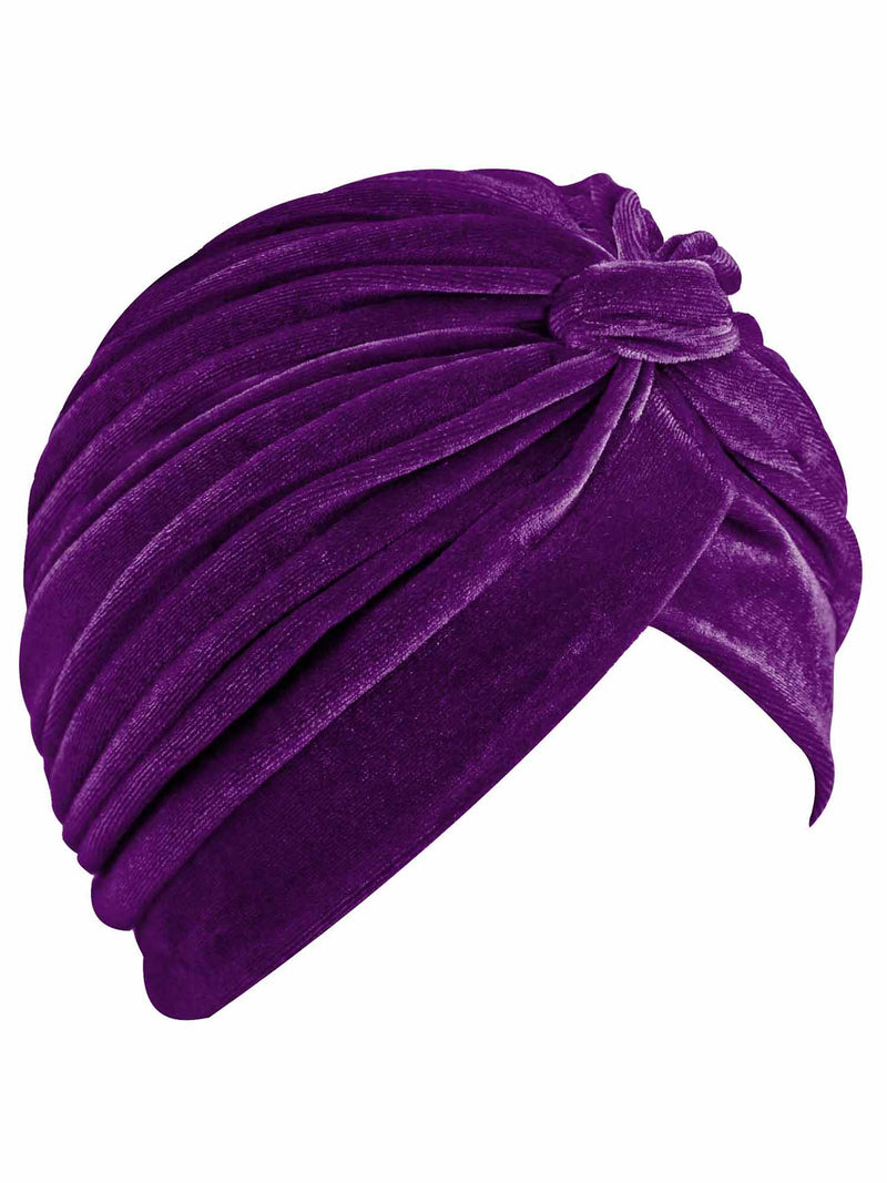 Purple Velvet Turban Head Wrap