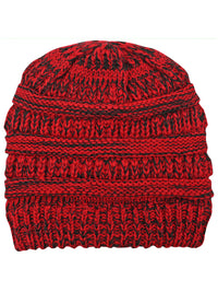 Red & Black Two Tone Knit Slouchy Unisex Beanie Hat