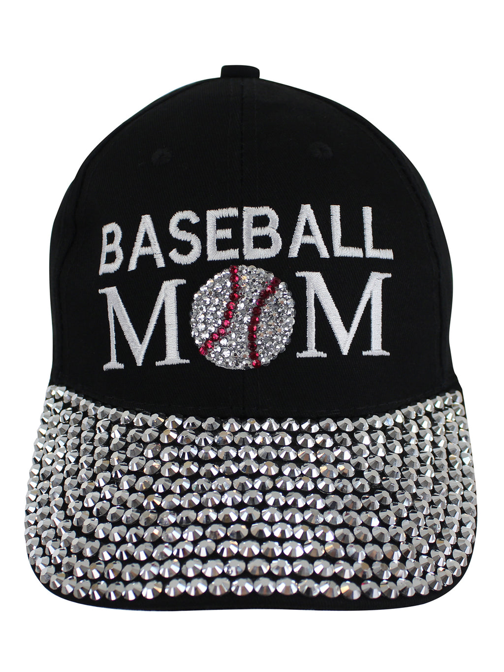 Baseball Mom Black Rhinestone Baseball Cap
