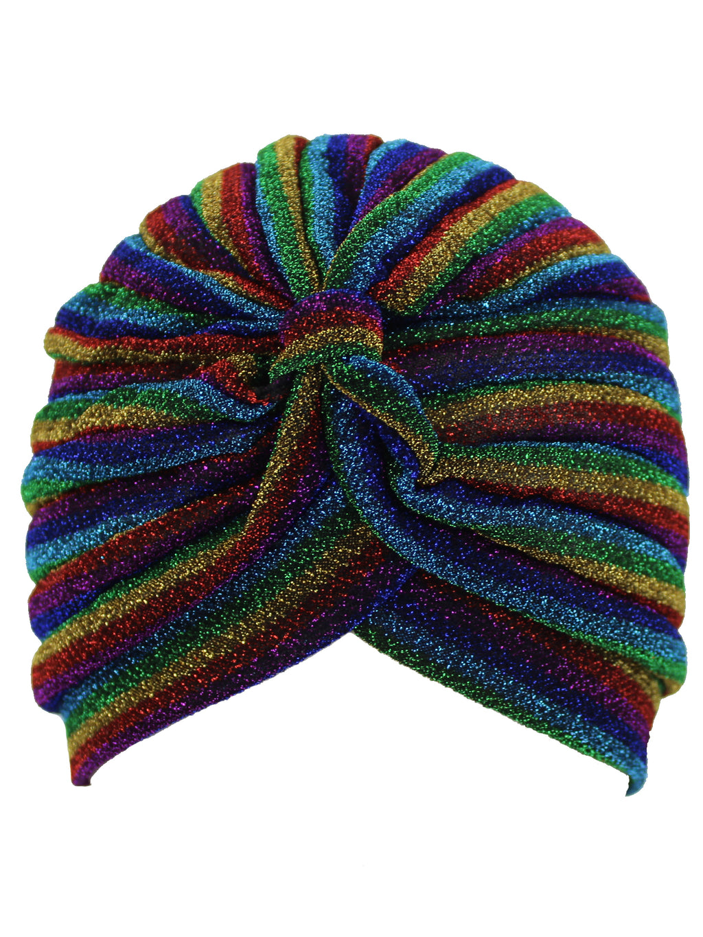 Rainbow Metallic Striped Turban Head Wrap Cap