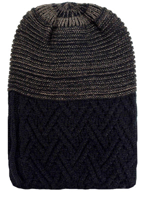 Mens Black Knit Hat With Fur Lining