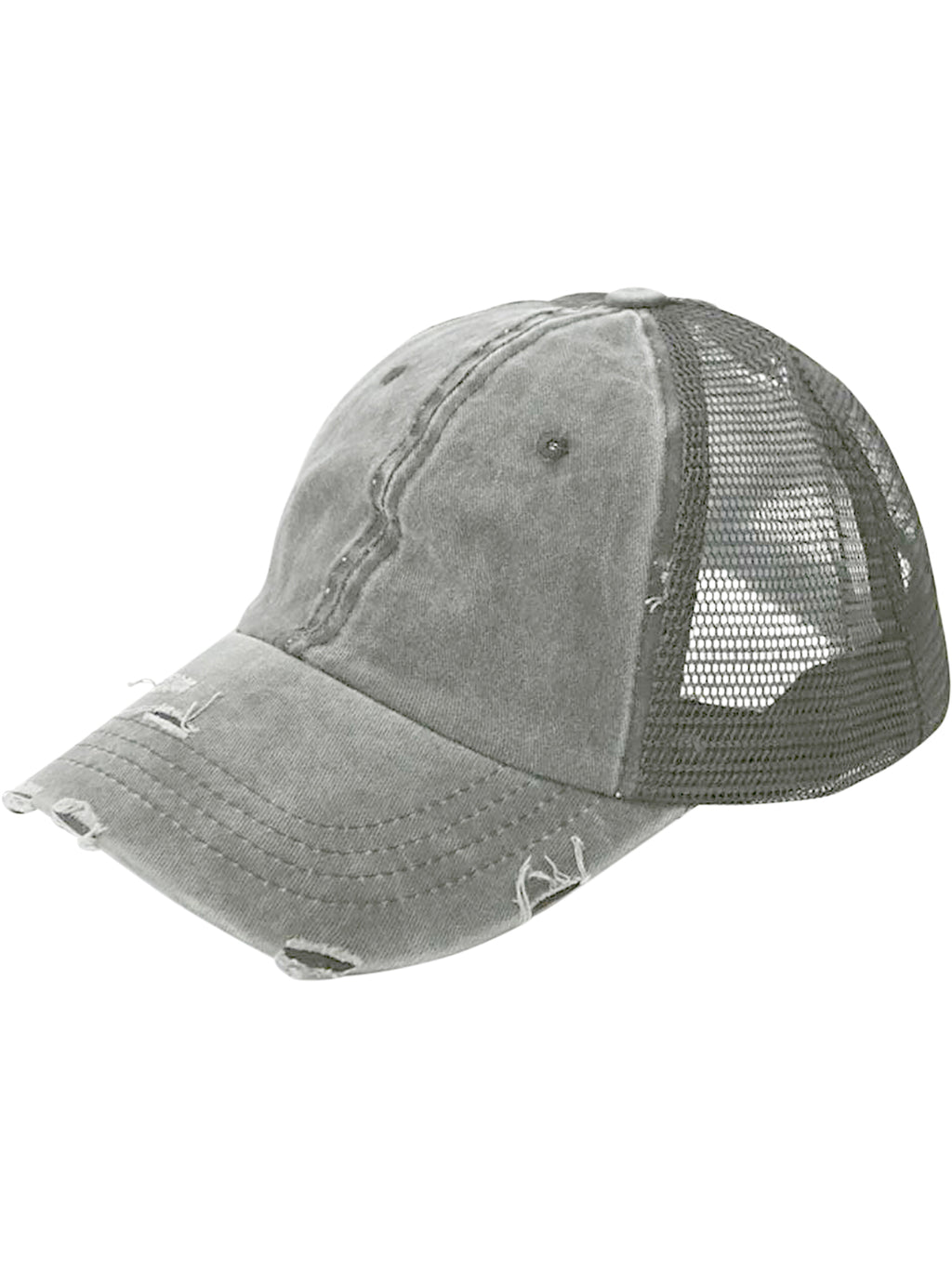 Gray Baseball Ponytail Hat