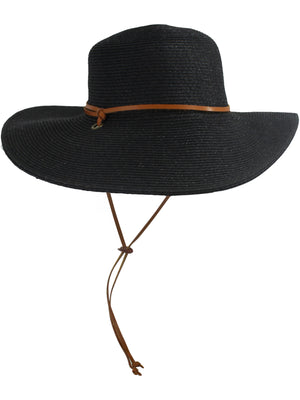 Black Sun Hat With Lanyard UPF 50