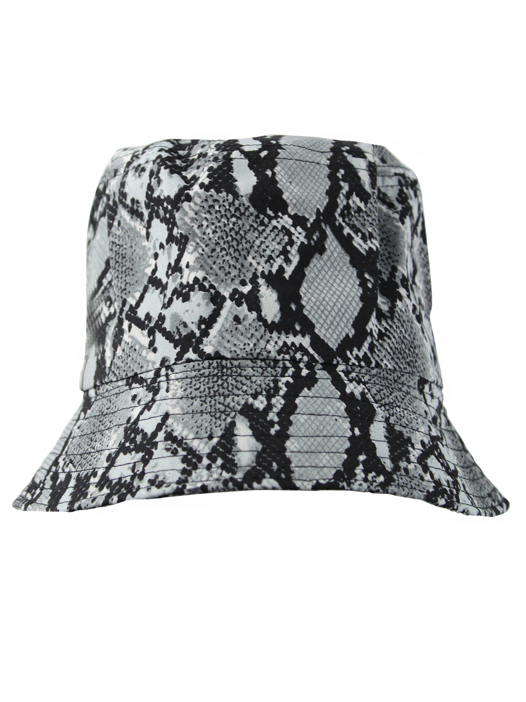 Gray & Black Snake Print Bucket Hat
