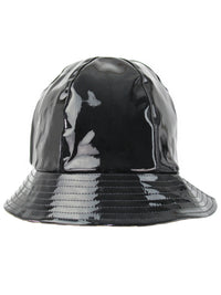 Black Water Proof Bucket Rain Hat With Trim