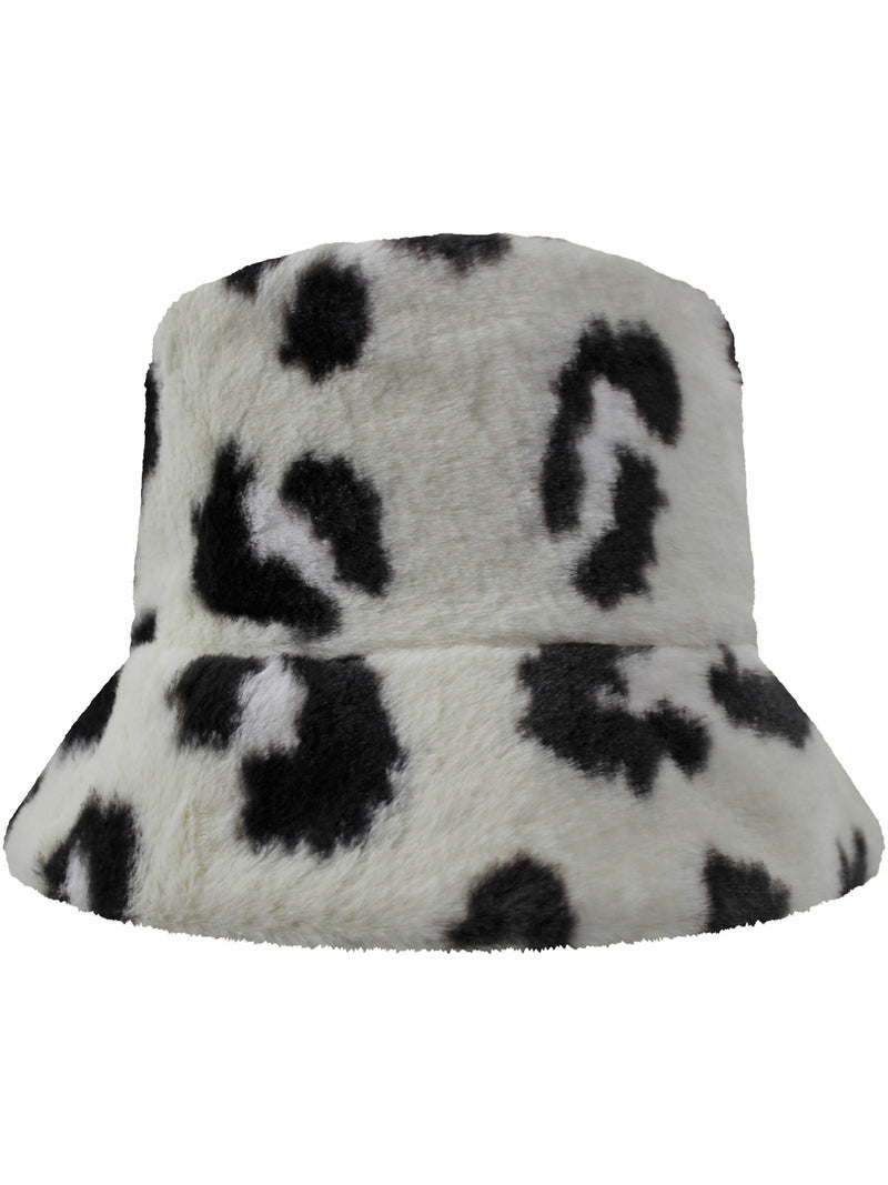 Ivory Leopard Winter Bucket Hat