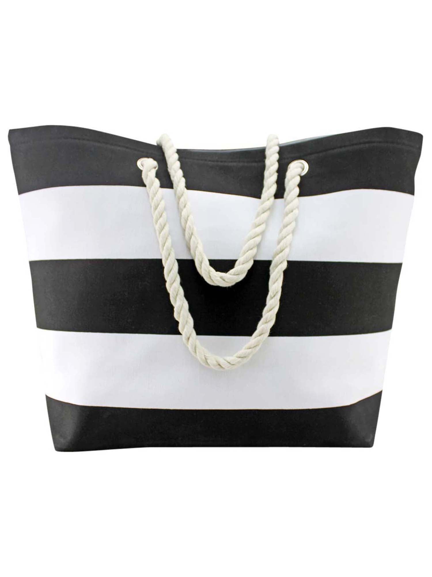 Luxury Divas Wide Stripe Deluxe Oversize Beach Tote Bag