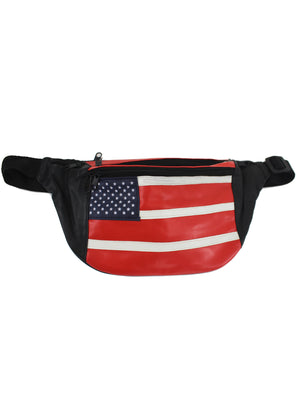 Genuine Leather American Flag Fanny Pack Waist Bag