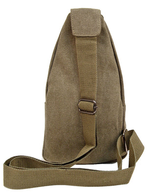 Mens Olive Cross Body Canvas Sling Bag With Strap