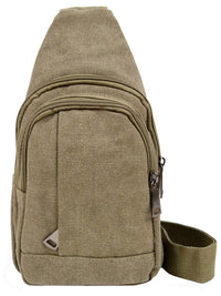 Mens Olive Cross Body Canvas Sling Bag With Strap